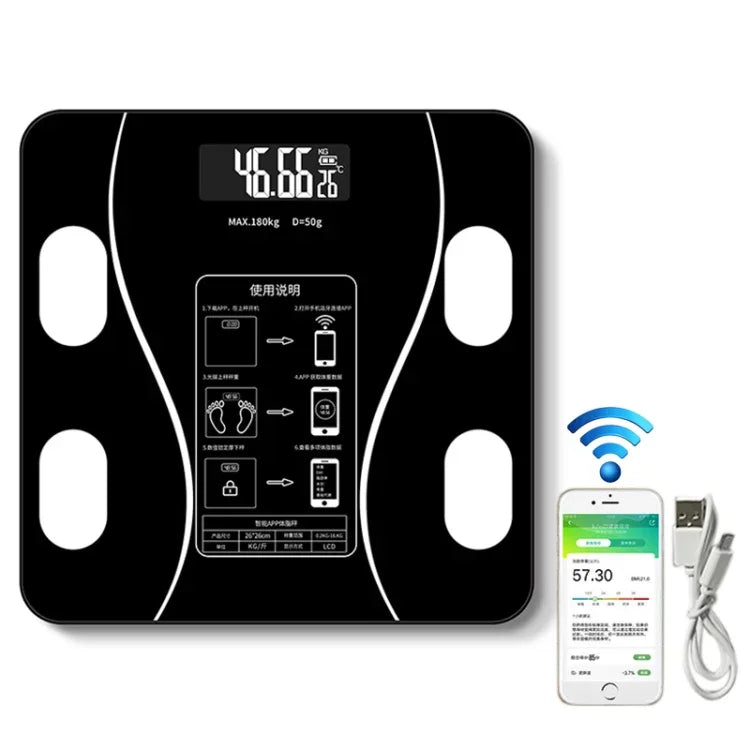 家用智能體脂電子秤，USB充電版，USB充電版