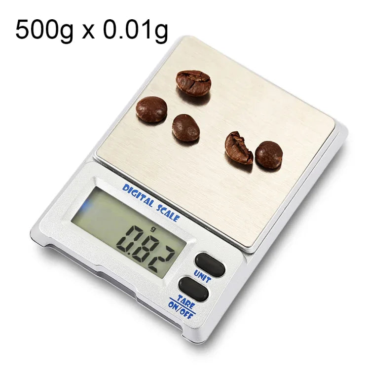 M-18 500g x 0.01g 高精度數位電子珠寶秤，配備 1.5 吋 LCD 螢幕，500g/0.01g