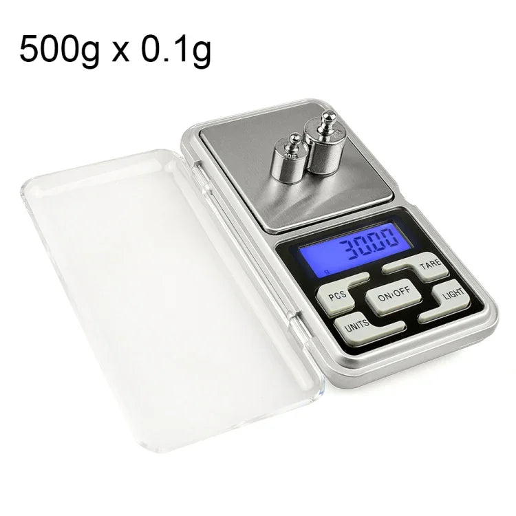 MH-100 500g x 0.1g 高精度數位電子便攜迷你口袋秤手機稱重秤，配備 1.6 吋 LCD 螢幕，500g/0.1g