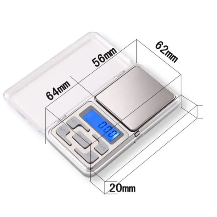 MH-100 500g x 0.1g 高精度數位電子便攜迷你口袋秤手機稱重秤，配備 1.6 吋 LCD 螢幕，500g/0.1g