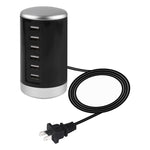 XLD4 30W 6 埠 USB 充電站電源適配器 AC100-240V，美規插頭