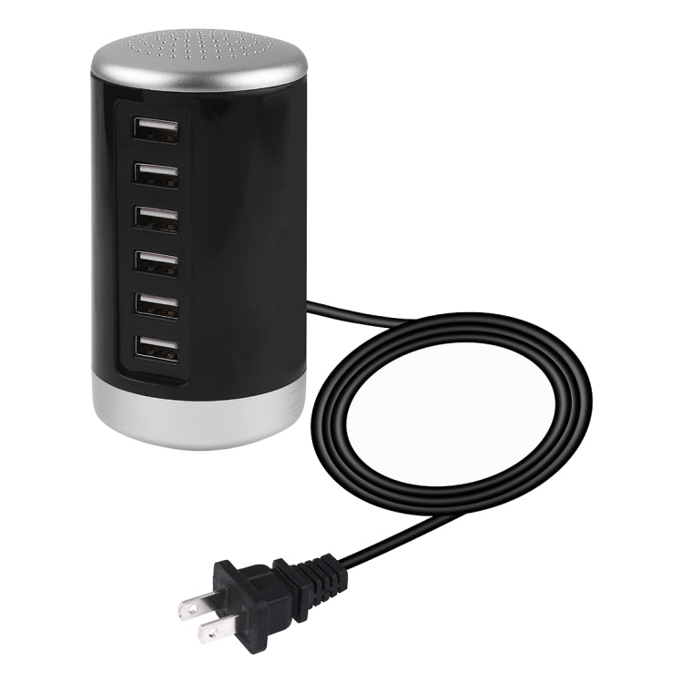 XLD4 30W 6 埠 USB 充電站電源適配器 AC100-240V，美規插頭