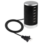 XLD4 30W 6 埠 USB 充電站電源適配器 AC100-240V，美規插頭