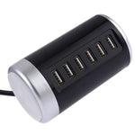 XLD4 30W 6 埠 USB 充電站電源適配器 AC100-240V，美規插頭