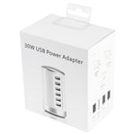 XLD4 30W 6 埠 USB 充電站電源適配器 AC100-240V，美規插頭