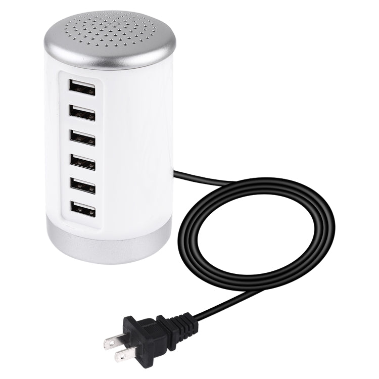 XLD4 30W 6 埠 USB 充電站電源適配器 AC100-240V，美規插頭