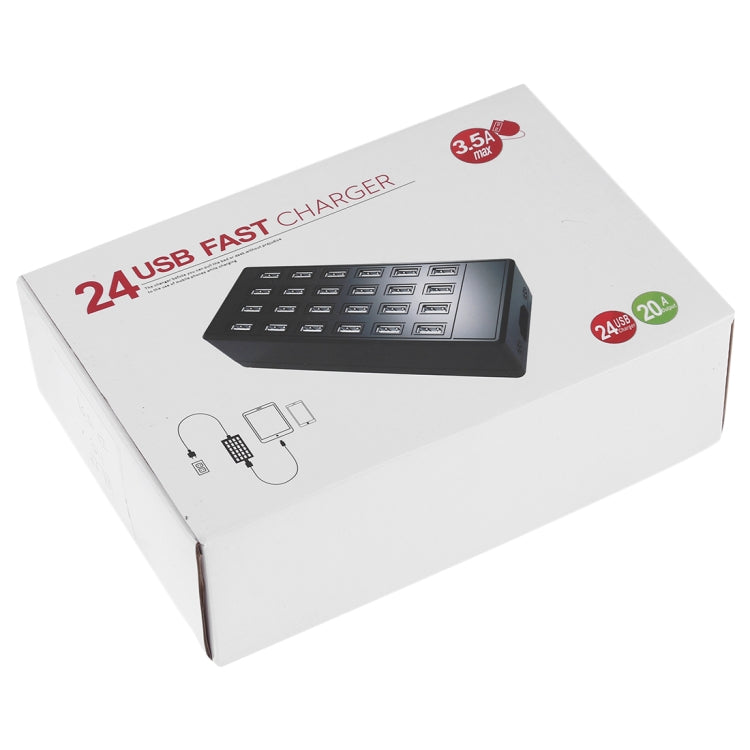 100W 24 埠 USB 快速充電站智慧充電器，帶 LED 指示燈 AC 100-240V，美規插頭，100W 24 埠 USB 美規插頭
