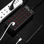 100W 24 埠 USB 快速充電站智慧充電器，帶 LED 指示燈 AC 100-240V，美規插頭，100W 24 埠 USB 美規插頭