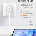 LDNIO A4403C 30W PD + 自動識別可摺疊快速旅行充電器，附 1m Micro USB 線，歐洲插頭，附 Micro USB 線