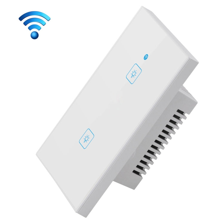 WS-US-02 EWeLink APP及觸控控制2A雙開鋼化玻璃面板智能牆壁開關，交流90V-250V，美國插頭，雙開