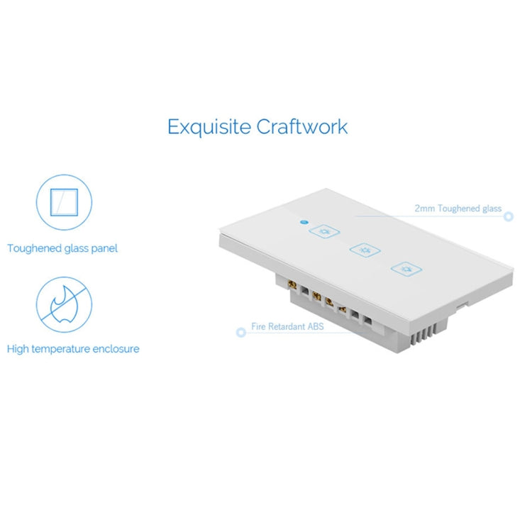WS-US-02 EWeLink APP及觸控控制2A雙開鋼化玻璃面板智能牆壁開關，交流90V-250V，美國插頭，雙開