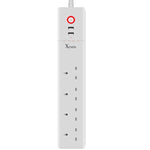 2 個 USB 埠 + 4 個英國插頭插座 WiFi 遠端控制智能電源插座，支援 Alexa 與 Google Home，線長：1.8m，AC 90-265V，英國插頭，4xUSB + 3x英國插頭（英國插頭）