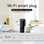 2 個 USB 埠 + 4 個英國插頭插座 WiFi 遠端控制智能電源插座，支援 Alexa 與 Google Home，線長：1.8m，AC 90-265V，英國插頭，4xUSB + 3x英國插頭（英國插頭）