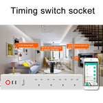 2 個 USB 埠 + 4 個英國插頭插座 WiFi 遠端控制智能電源插座，支援 Alexa 與 Google Home，線長：1.8m，AC 90-265V，英國插頭，4xUSB + 3x英國插頭（英國插頭）