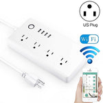 4 個 USB 埠 + 4 個美國插頭插座 WiFi 遠端控制智能電源插座，支援 Alexa 與 Google Home，AC 110-240V，美國插頭，4xUSB + 4x美國插頭（美國插頭）