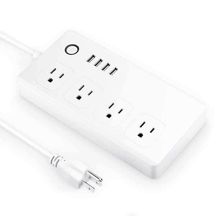 4 個 USB 埠 + 4 個美國插頭插座 WiFi 遠端控制智能電源插座，支援 Alexa 與 Google Home，AC 110-240V，美國插頭，4xUSB + 4x美國插頭（美國插頭）