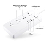 4 個 USB 埠 + 4 個美國插頭插座 WiFi 遠端控制智能電源插座，支援 Alexa 與 Google Home，AC 110-240V，美國插頭，4xUSB + 4x美國插頭（美國插頭）