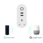SA-002 2 個 USB 埠 + 1 個歐洲插座 WiFi 智能電源插座，兼容 Alexa 與 Google Home，AC 110V-230V，歐洲插頭，英國插頭，美國插頭