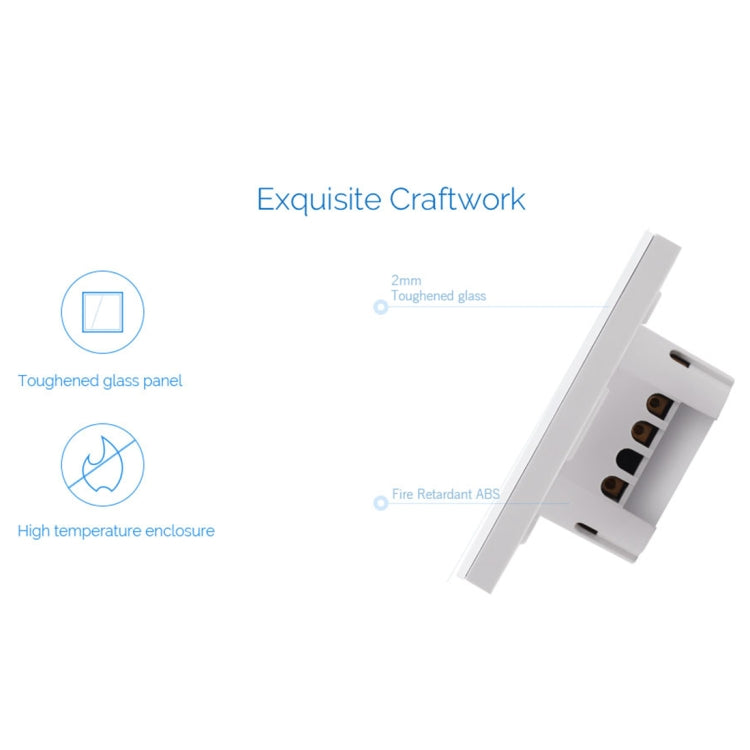 WS-EU-03 EWeLink APP 及觸控控制 2A 3 路鋼化玻璃面板智能牆壁開關，AC 90V-250V，歐洲插頭，3 路