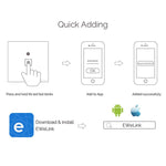 WS-EU-03 EWeLink APP 及觸控控制 2A 3 路鋼化玻璃面板智能牆壁開關，AC 90V-250V，歐洲插頭，3 路