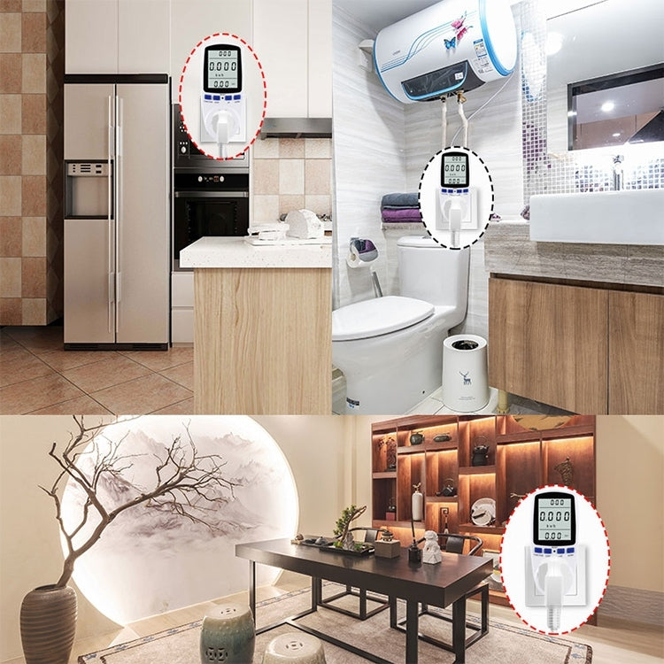 AC 230-250V 50Hz 最大 13A LCD 顯示能量計瓦特伏特電壓功率分析儀自動電力監測分析儀，英規插頭，AC 230-250V 英規插頭