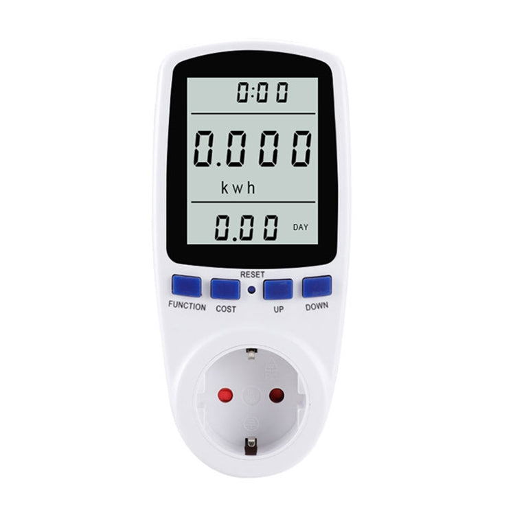 AC 230V 50Hz 最大 16A LCD 顯示能量計瓦特伏特電壓功率分析儀自動電力監測分析儀，歐規插頭，AC 230V 歐規插頭