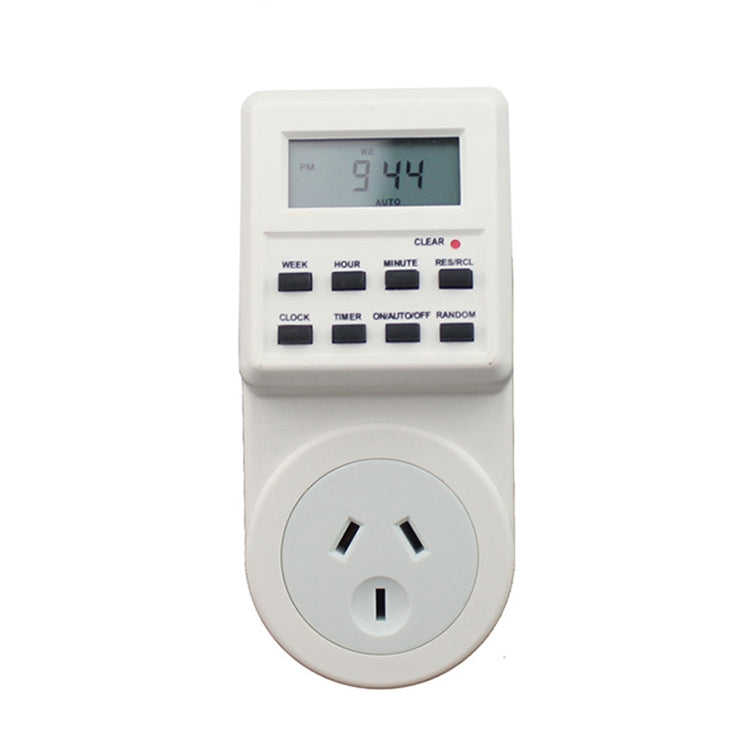 AC 240V 智能家居插入式 LCD 顯示時鐘夏令時功能 12/24 小時可切換定時開關插座，澳規插頭，AC 240V 澳規插頭