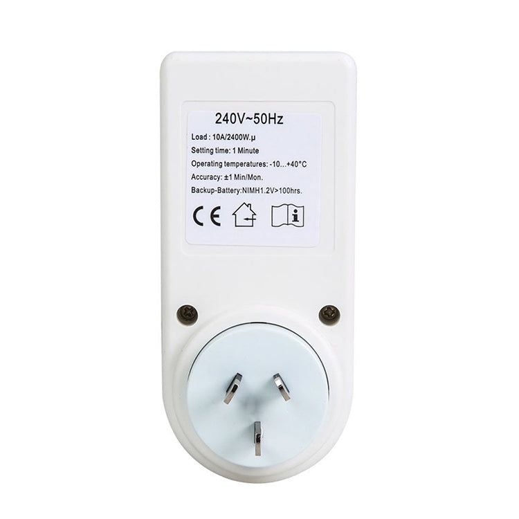 AC 240V 智能家居插入式 LCD 顯示時鐘夏令時功能 12/24 小時可切換定時開關插座，澳規插頭，AC 240V 澳規插頭