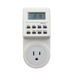 AC 120V 智能家居插入式 LCD 顯示時鐘夏令時功能 12/24 小時可切換定時開關插座，美規插頭，AC 120V 美規插頭