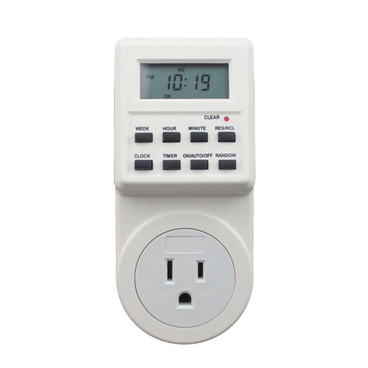 AC 120V 智能家居插入式 LCD 顯示時鐘夏令時功能 12/24 小時可切換定時開關插座，美規插頭，AC 120V 美規插頭