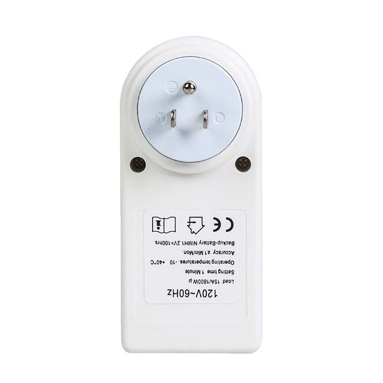 AC 120V 智能家居插入式 LCD 顯示時鐘夏令時功能 12/24 小時可切換定時開關插座，美規插頭，AC 120V 美規插頭