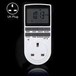 AC 230V 智能家居插入式 LCD 顯示時鐘夏令時功能 12/24 小時可切換定時開關插座，英規插頭，AC 230V 英規插頭