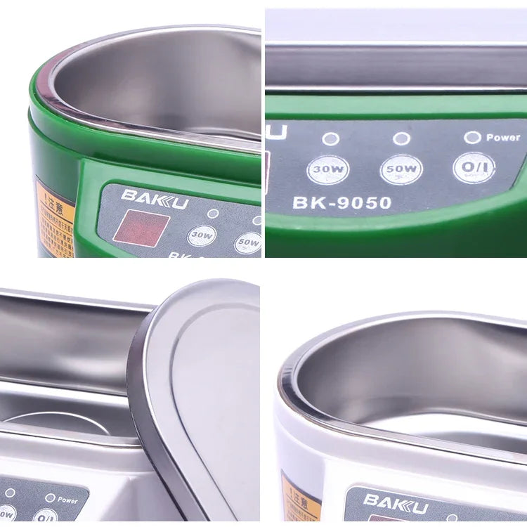 BAKU BK-9050 30W / 50W 可調 0.6L LCD 顯示超聲波清洗機，AC 220V，BK-9050 30W / 50W 0.6L 220V 綠色，BK-9050 30W / 50W 0.6L 220V 白色