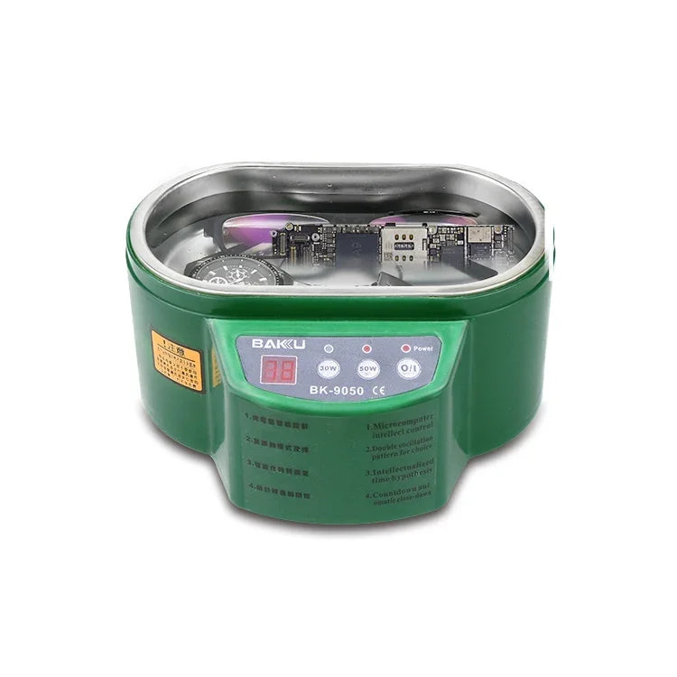 BAKU BK-9050 30W / 50W 可調 0.6L LCD 顯示超聲波清洗機，AC 220V，BK-9050 30W / 50W 0.6L 220V 綠色，BK-9050 30W / 50W 0.6L 220V 白色