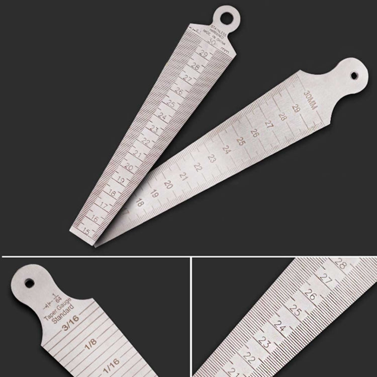 楔形塞尺間隙15-30mm不鏽鋼尺檢測錐形規公制英制測量工具，15-30mm公制英制
