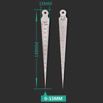 楔形塞尺間隙1-15mm厚型不鏽鋼尺檢測錐形規公制英制測量工具，1-15mm厚型公制英制