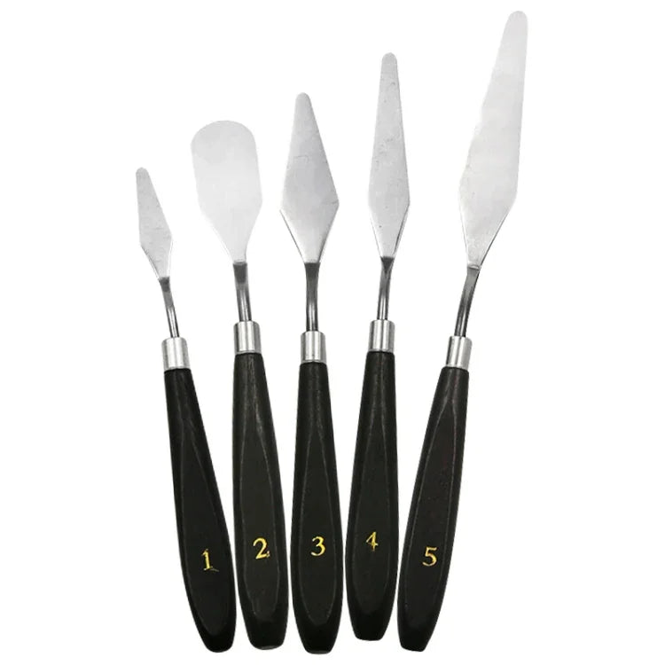 5 合 1 QST EXPRESS 藝術用品調色不鏽鋼刮刀，5 合 1（黑色）