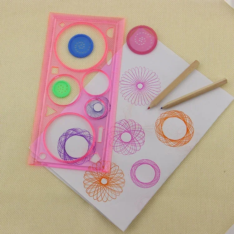 10支創意百花尺幾何學習尺繪圖工具固定學生繪畫套裝創意，隨機顏色發貨，百花尺