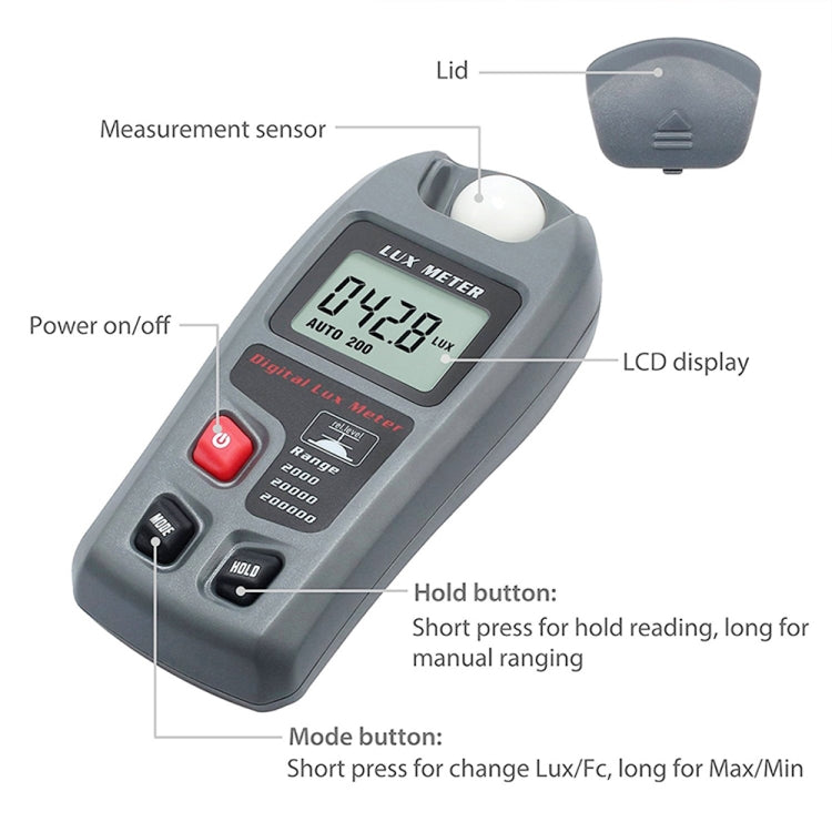 MT-30 LCD便攜式數字光照度計，適用工廠/學校/家庭多場合，量程：0.1-200,000勒克斯，MT-30