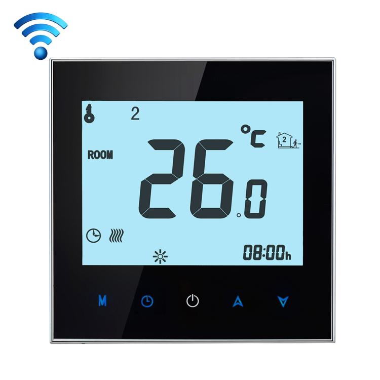 BHT-1000-GA-WIFI 3A負載水加熱型觸控LCD數字WiFi加熱室溫調節器，顯示時鐘/溫度/時段/時間/星期/加熱等，BHT-1000 3A（黑色），BHT-1000 3A（白色）