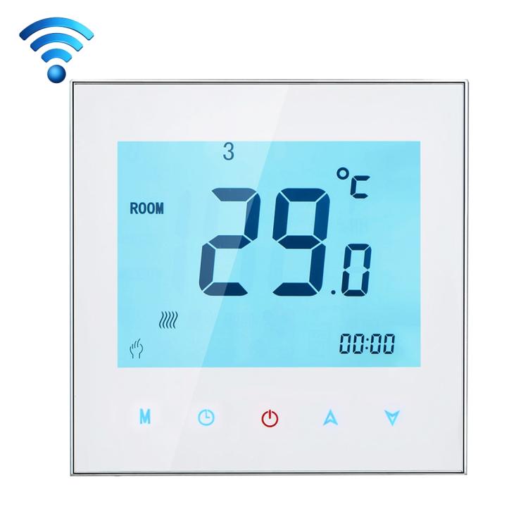 BHT-1000-GA-WIFI 3A負載水加熱型觸控LCD數字WiFi加熱室溫調節器，顯示時鐘/溫度/時段/時間/星期/加熱等，BHT-1000 3A（黑色），BHT-1000 3A（白色）