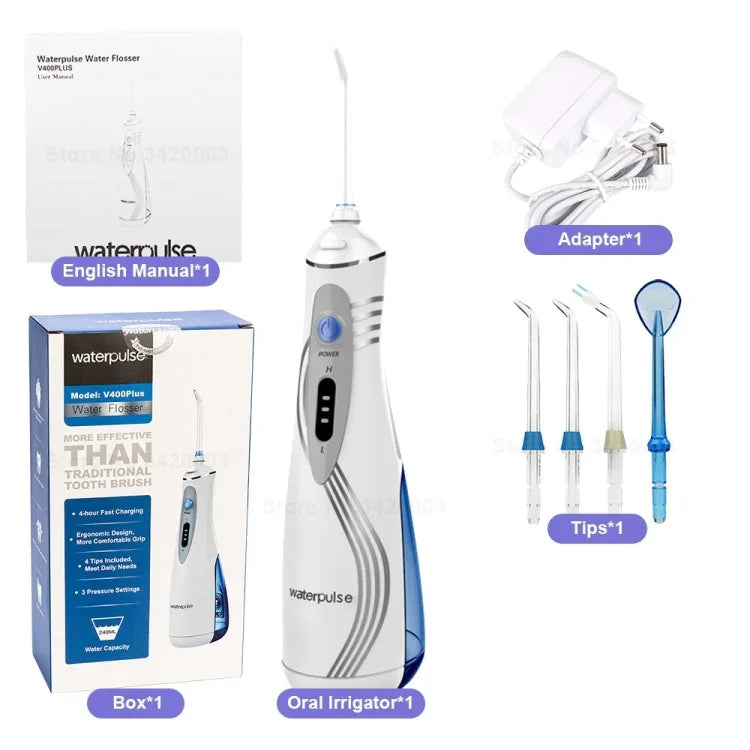Waterpulse V400Plus可充電USB無線牙齒沖洗器，V400Plus，插頭：英國
