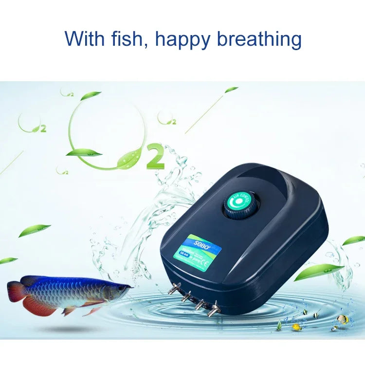 SOBO SB-988 12W四出口可調流量靜音水族箱空氣泵魚缸增氧泵，SOBO SB-988