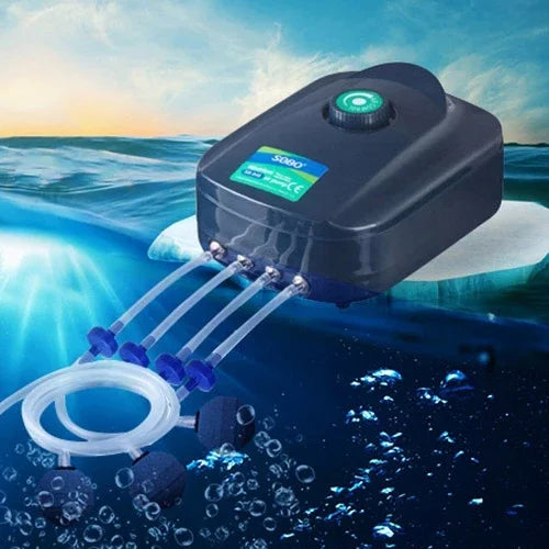 SOBO SB-988 12W四出口可調流量靜音水族箱空氣泵魚缸增氧泵，SOBO SB-988