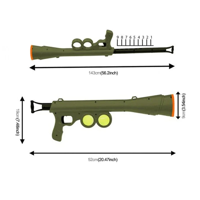 寵物狗用品玩具訓練發射器 遙控速度瞄準網球發射器，尺寸：52*19*9cm，網球發射器