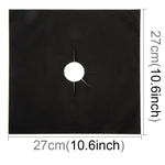 4個燃氣爐面超薄纖維材質爐灶保護清潔墊，尺寸：27*27 cm（黑色），4個