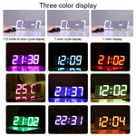 現代3D LED聲控彩色數字鬧鐘可調亮度電子牆面發光掛鐘帶遙控，9001黑色，9001白色
