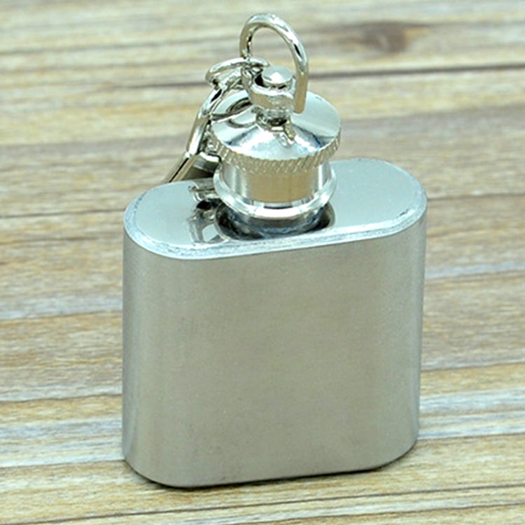 28mL(1盎司)可愛迷你便攜酒壺 不鏽鋼隨身酒壺帶鑰匙扣（銀色），28mL(1盎司)