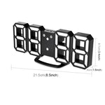 多功能大型 3D LED 數字壁掛鬧鐘，帶貪睡功能，12/24 小時顯示，適用於家用、廚房、辦公室，DC 5V，CE 認證，黑色機身綠色字體，黑色機身藍色字體，黑色機身白色字體
