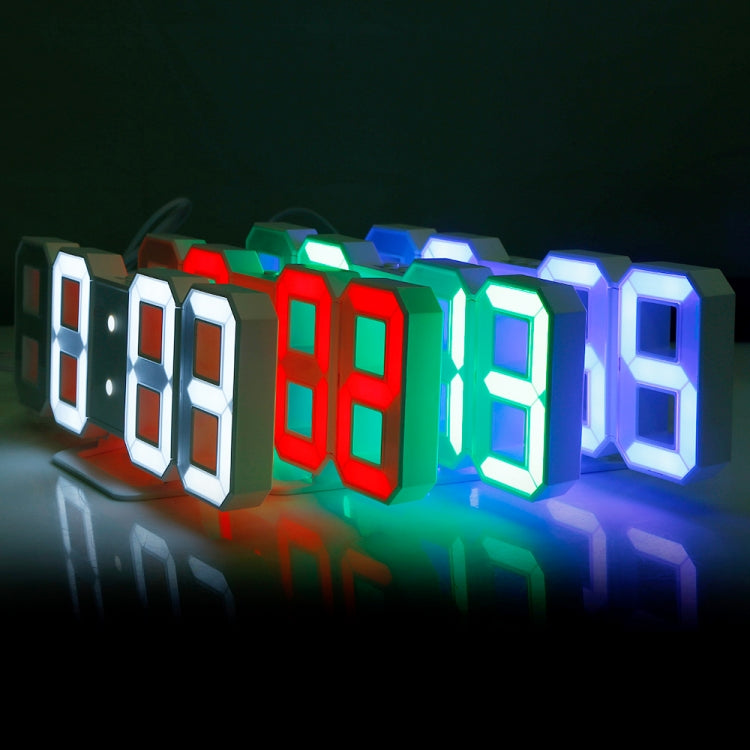 多功能大型 3D LED 數字壁掛鬧鐘，帶貪睡功能，12/24 小時顯示，適用於家用、廚房、辦公室，DC 5V，CE 認證，黑色機身綠色字體，黑色機身藍色字體，黑色機身白色字體